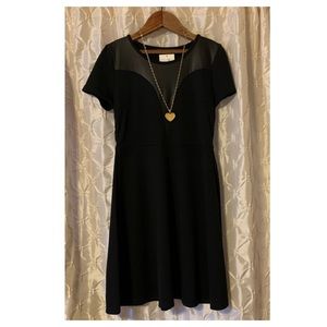 Neesha black faux leather fit & flare dress lbd